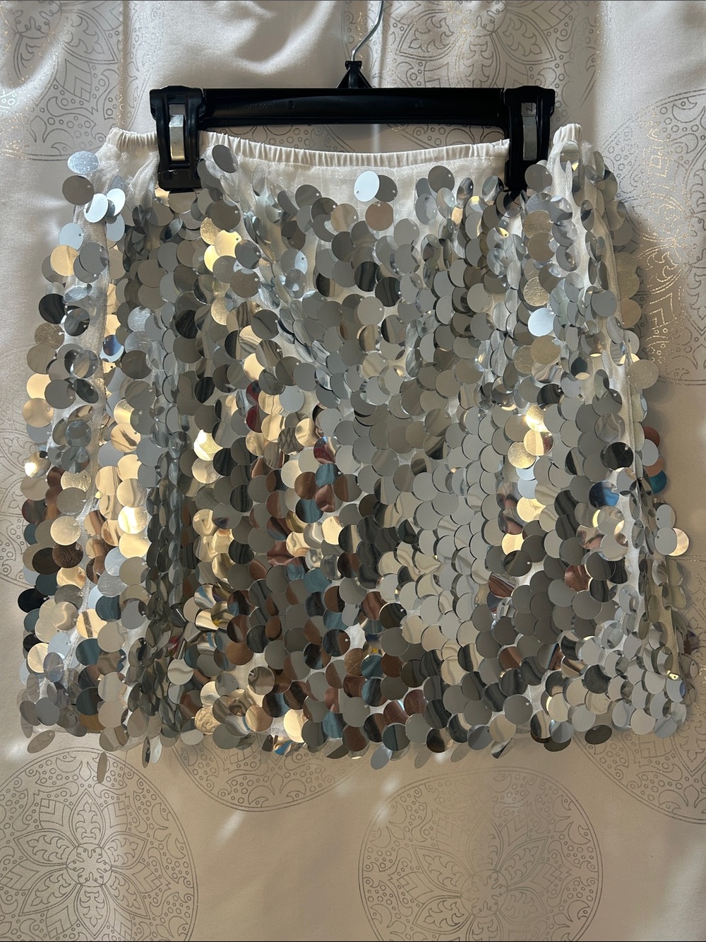 Silver Disco Sequin Mini Skirt Women Small S - Picture 6 of 11
